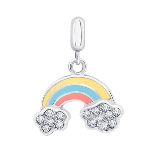 Кулон Веселка з різнобарвною емаллю та фіанітами фото