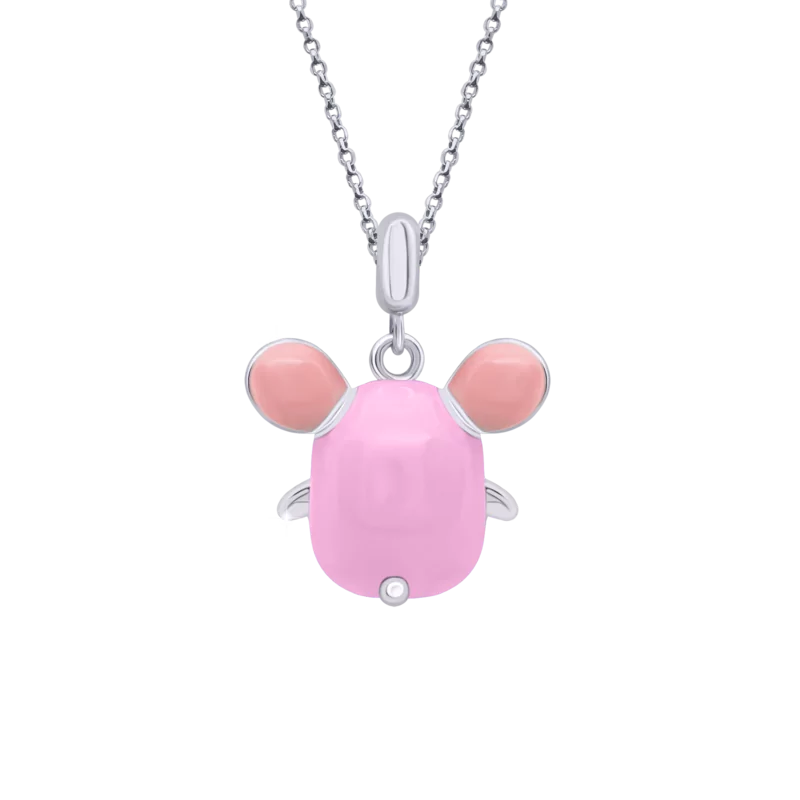 Кулон Мышка розовая фото