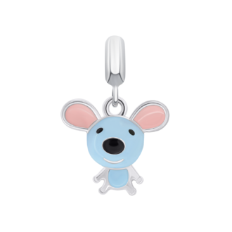 Кулон Мышонок с голубой эмалью фото