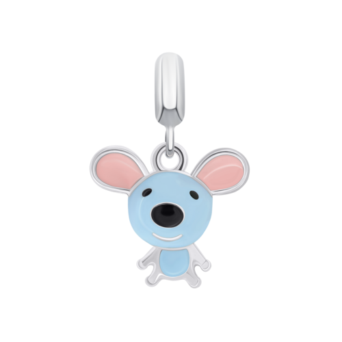 Кулон Мышонок с голубой эмалью фото