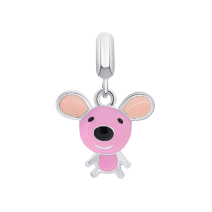 Кулон Мышонок с розовой эмалью фото