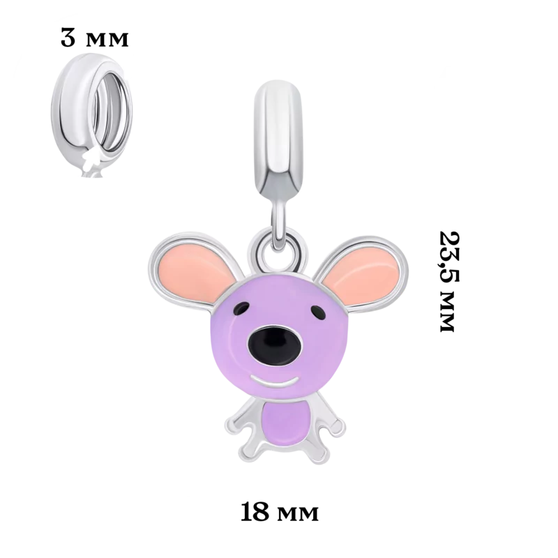 Pendant Mousie with violet enamel photo