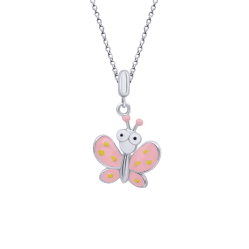 Кулон Бабочка с глазами розовая фото