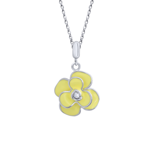 Кулон Піон із жовтою емаллю і фіанітом фото