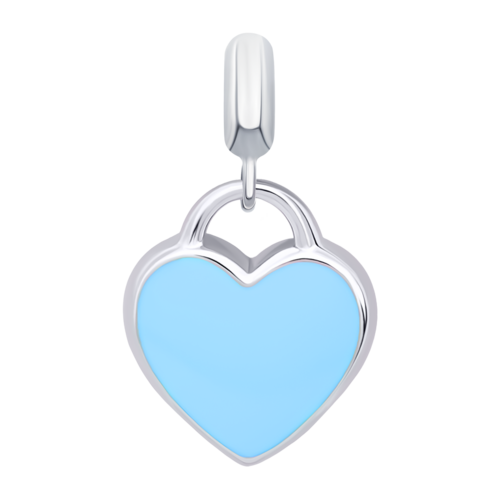 Кулон Сердце с голубой эмалью фото