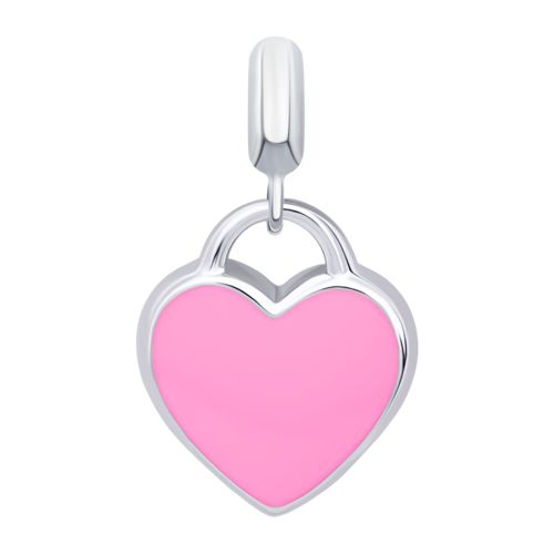 Кулон Сердце с розовой эмалью фото