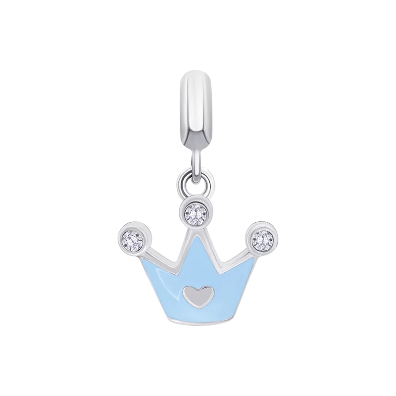 Pendant Crown with a Heartwith blue enamel and Zirconia photo