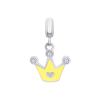 Кулон Корона з серцем з жовтою емаллю та фіанітами фото №1