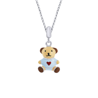 Кулон Медвежонок с сердцем голубой фото