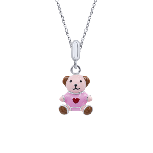 Кулон Медвежонок с сердцем розовый фото