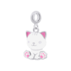 Кулон Котик з лапкою з білою та рожевою емаллю фото №6