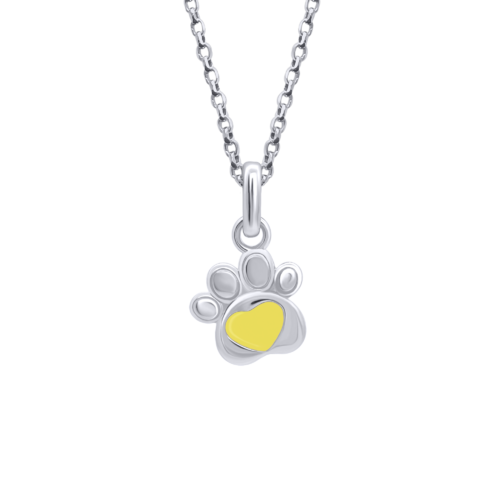 Кулон Лапка с сердцем желтая фото