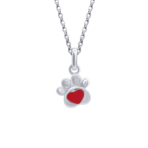 Кулон Лапка с сердцем красная фото