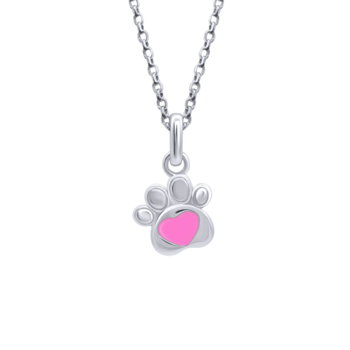 Кулон Лапка с сердцем розовая фото