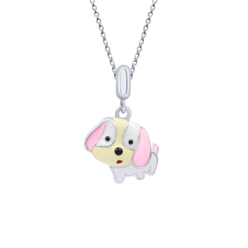 Кулон Щеночек розовый фото