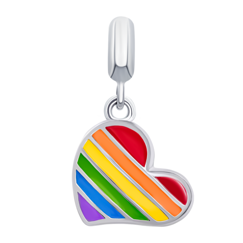 Кулон Сердце цветное с разноцветной эмалью фото