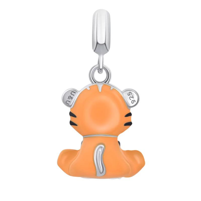 Кулон Тигренятко з лапкою із помаранчевою емаллю фото