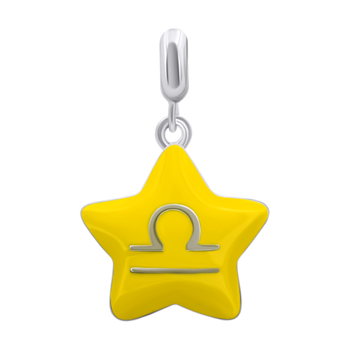 Кулон Весы с желтой и фиолетовой эмалью фото