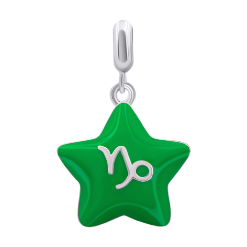 Кулон Козерог с зеленой и розовой эмалью фото