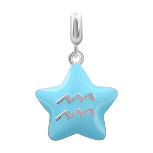 Кулон Водолій з блакитною та синьою емаллю фото