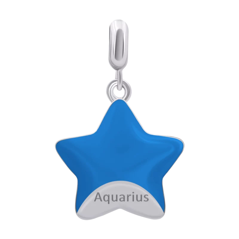 Pendant Aquarius with light and dark blue enamel photo