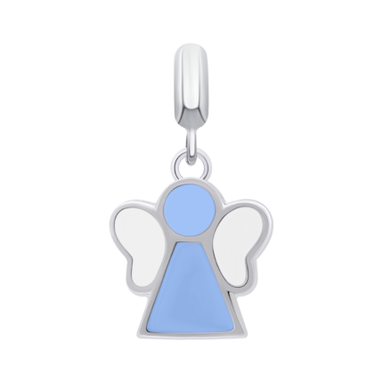 Кулон Ангелочек с голубой и белой эмалью фото