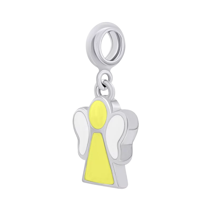 Кулон Янголятко з жовтою та білою емаллю фото