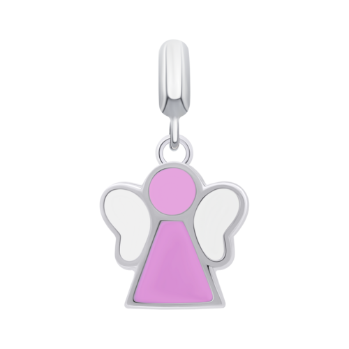 Кулон Ангелочек с розовой и белой эмалью фото