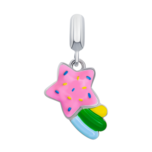 Кулон Комета рожева з різнокольоровою емаллю фото