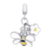Кулон Бджілка з квіточкою з біло-жовтою емаллю та Swarovski Zirconia photo №1
