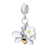 Кулон Бджілка з квіточкою з біло-жовтою емаллю та Swarovski Zirconia photo №6