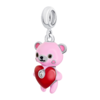 Кулон Мишутка с сердцем с розовой, красной эмалью и фианитом фото №5