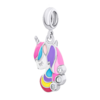 Кулон Кольоровий єдиноріг двосторонній із різнобарвною емаллю та фіанітами фото №5