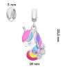Кулон Кольоровий єдиноріг двосторонній із різнобарвною емаллю та фіанітами фото №3