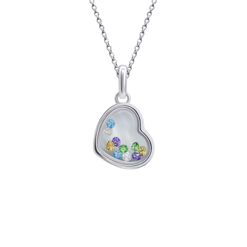 Pendant Big Heart with colored moving Cubic Zirconia photo