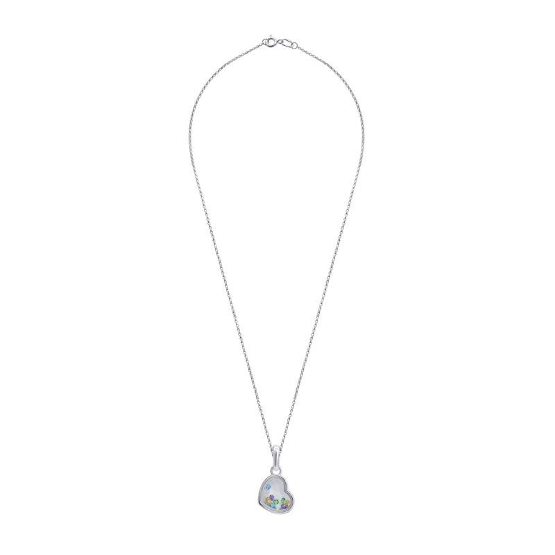 Кулон Серце мале з кольоровими рухливими фіанітами фото