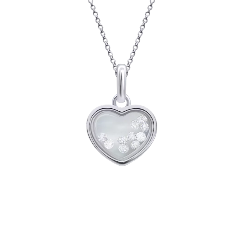 Pendant Little Heart with white moving Cubic Zirconia photo