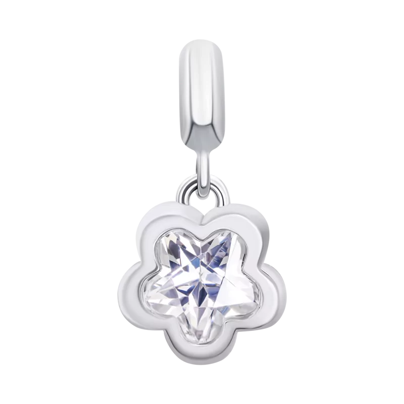 Кулон Квітка сяюча з прозорим фіанітом фото