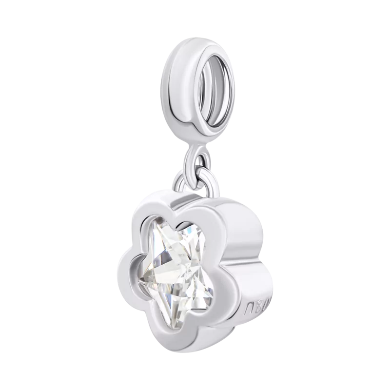 Кулон Квітка сяюча з прозорим фіанітом фото