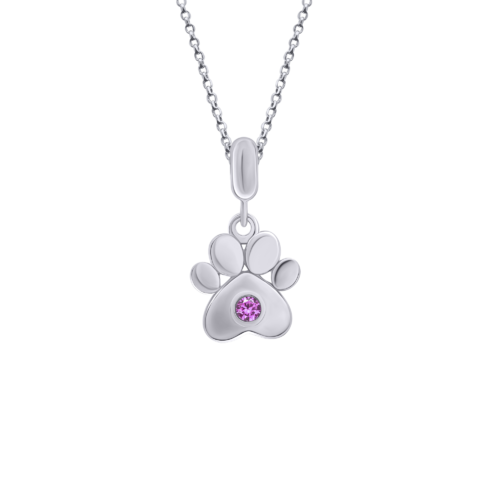 Кулон Лапка с камешком розовая фото