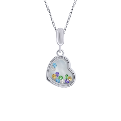Кулон Сердце малое с цветными подвижными фианитами фото