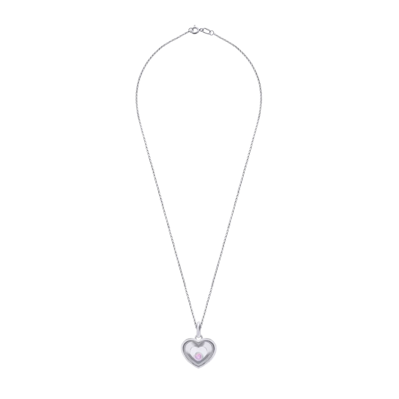 Кулон Серце велике з рожевим опалом фото