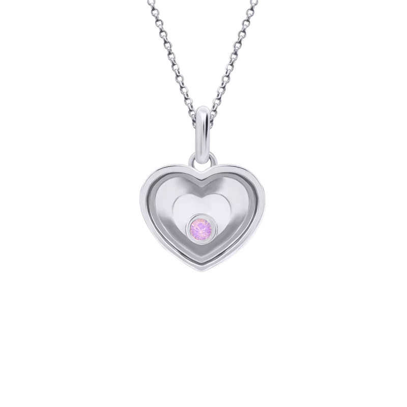 Кулон Серце велике з рожевим опалом фото