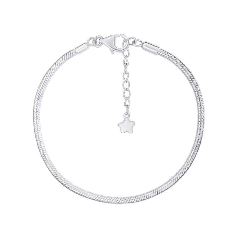 Срібний браслет-ланцюжок Снейк, 140-165 мм фото