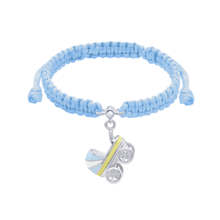 Браслет плетеный Коляска голубая фото