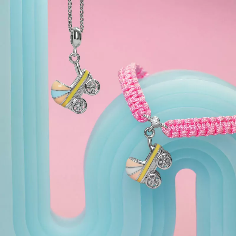 Браслет плетений Візок рожевий фото