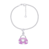 Chain bracelet with lobster clasp pendant Handbag with pink and white enamel photo №1