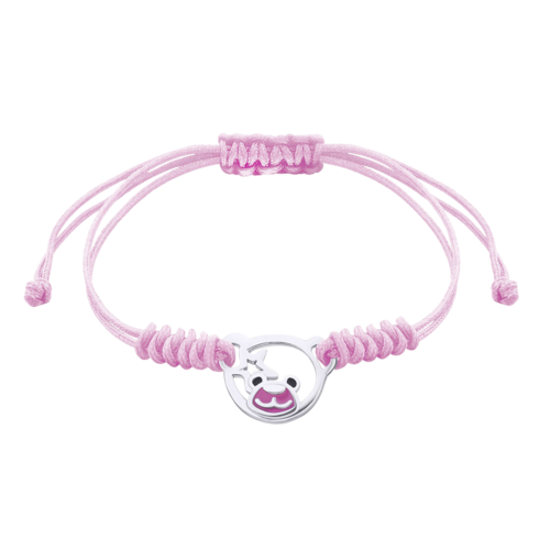 Браслет плетеный Мишутка с розовой и черной эмалью фото