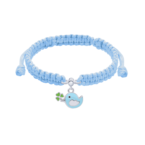 Браслет плетеный Птичка голубая фото