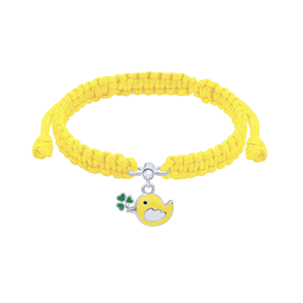 Браслет плетеный Птичка желтая фото